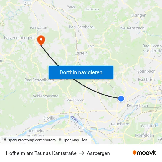 Hofheim am Taunus Kantstraße to Aarbergen map