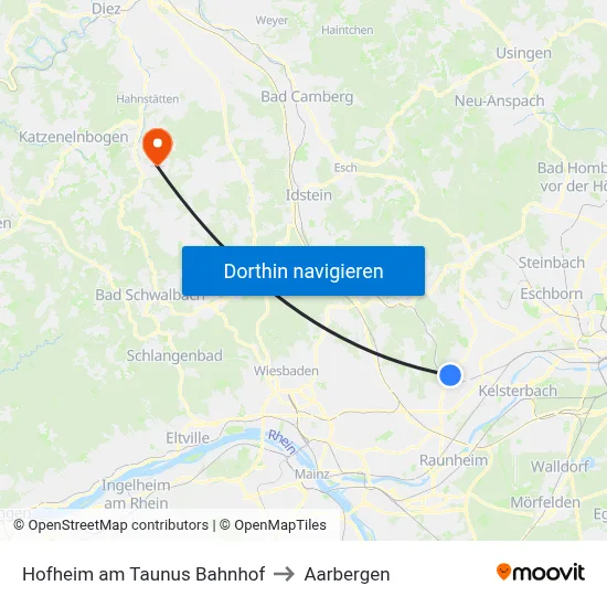 Hofheim am Taunus Bahnhof to Aarbergen map