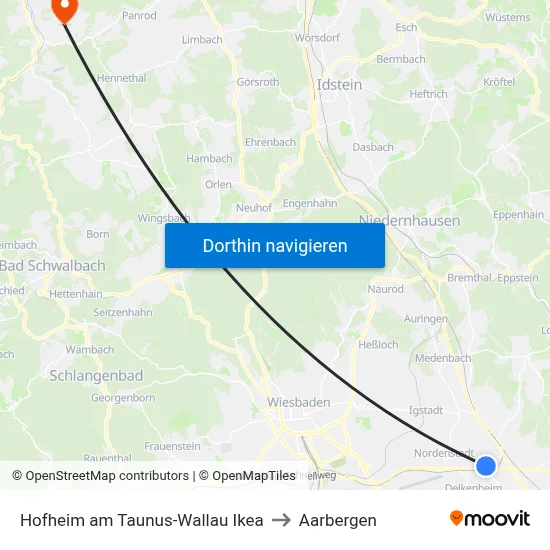 Hofheim am Taunus-Wallau Ikea to Aarbergen map