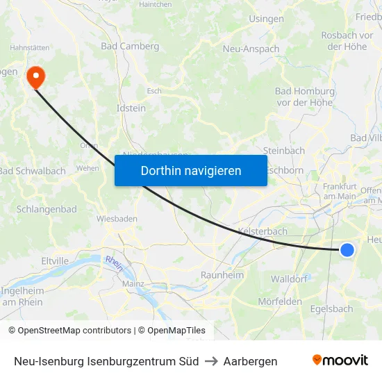 Neu-Isenburg Isenburgzentrum Süd to Aarbergen map