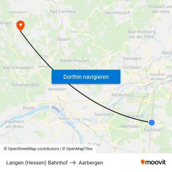 Langen (Hessen) Bahnhof to Aarbergen map