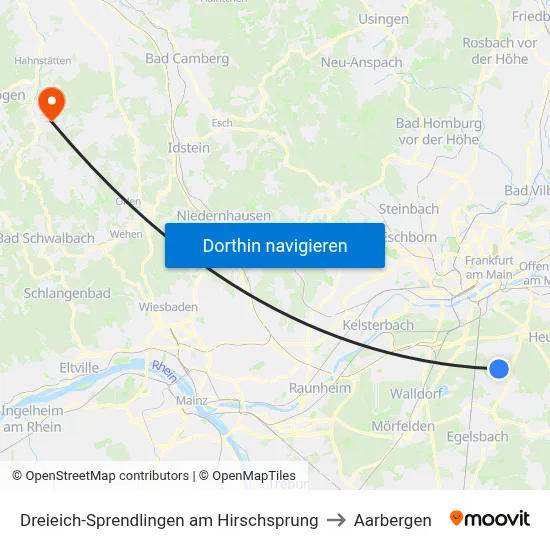 Dreieich-Sprendlingen am Hirschsprung to Aarbergen map