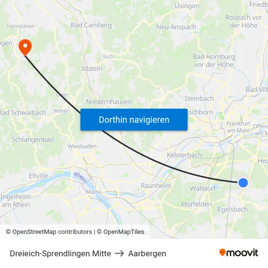 Dreieich-Sprendlingen Mitte to Aarbergen map