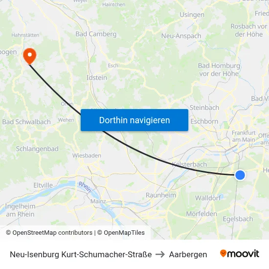 Neu-Isenburg Kurt-Schumacher-Straße to Aarbergen map