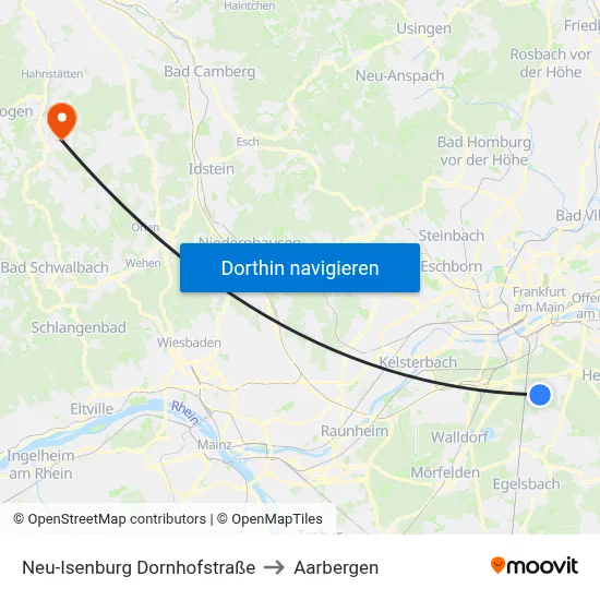 Neu-Isenburg Dornhofstraße to Aarbergen map