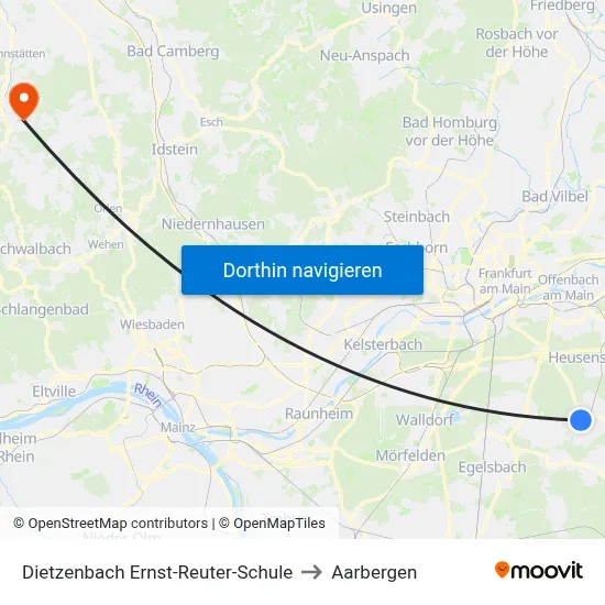 Dietzenbach Ernst-Reuter-Schule to Aarbergen map