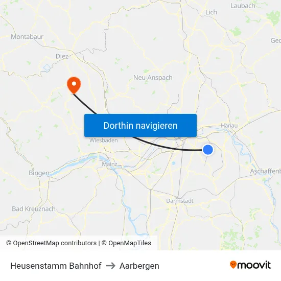 Heusenstamm Bahnhof to Aarbergen map