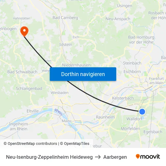 Neu-Isenburg-Zeppelinheim Heideweg to Aarbergen map