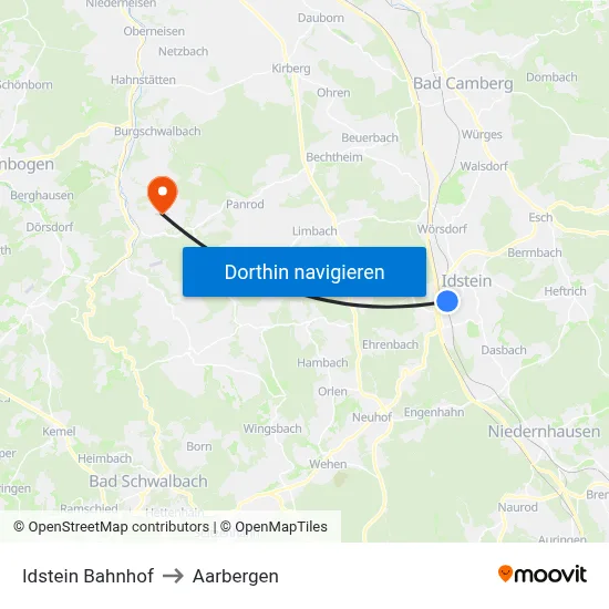 Idstein Bahnhof to Aarbergen map