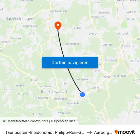 Taunusstein-Bleidenstadt Philipp-Reis-Straße to Aarbergen map