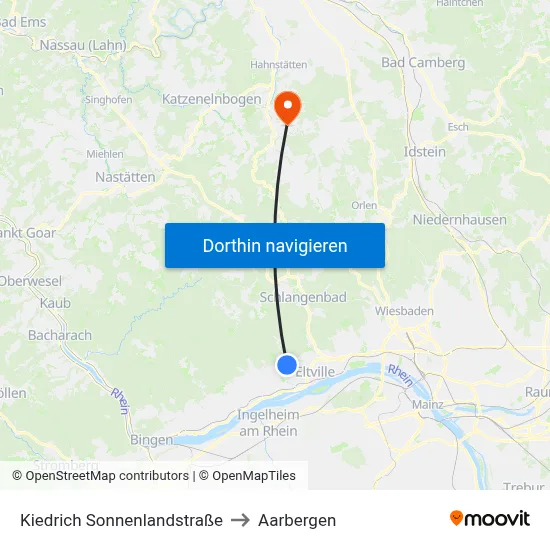 Kiedrich Sonnenlandstraße to Aarbergen map