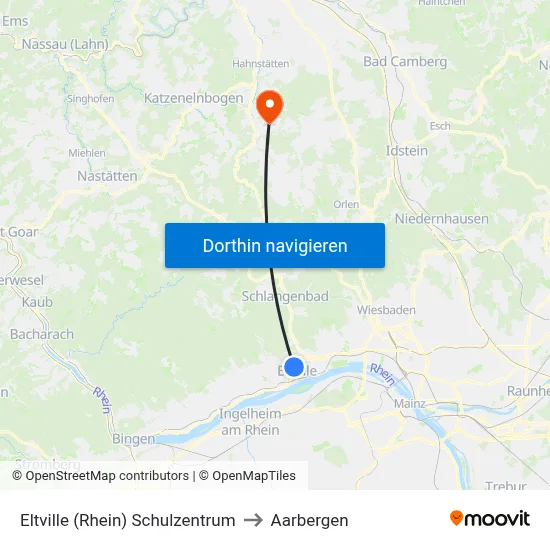 Eltville (Rhein) Schulzentrum to Aarbergen map