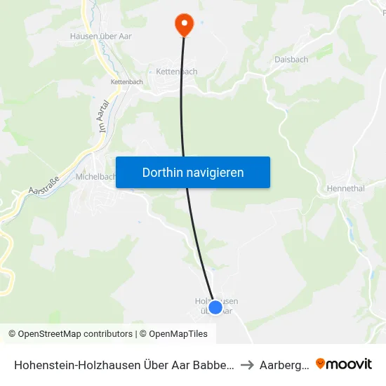 Hohenstein-Holzhausen Über Aar Babbelborn to Aarbergen map