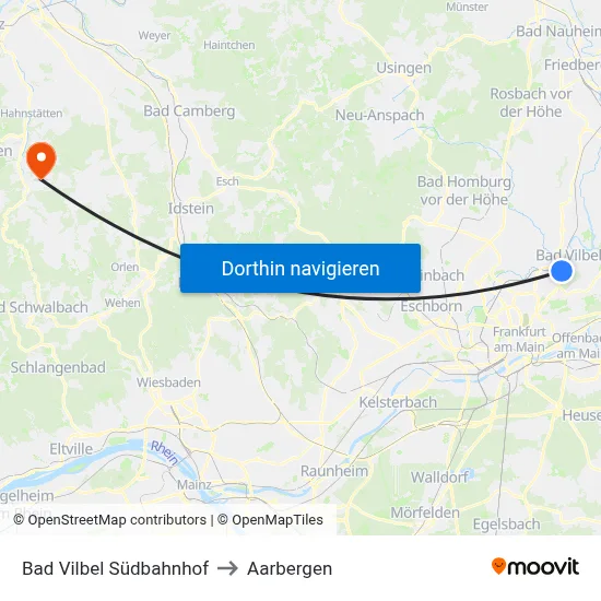 Bad Vilbel Südbahnhof to Aarbergen map