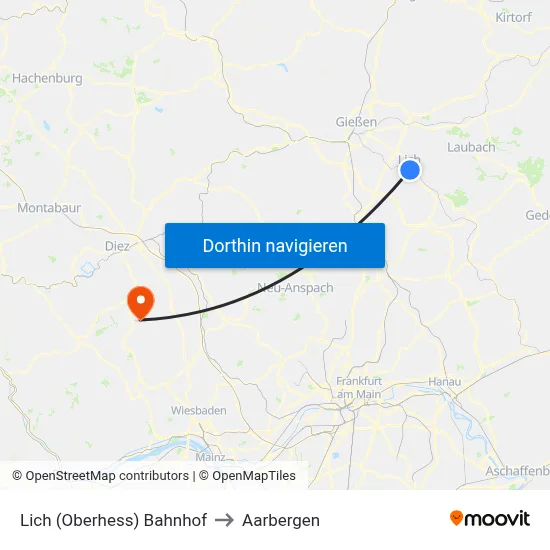 Lich (Oberhess) Bahnhof to Aarbergen map