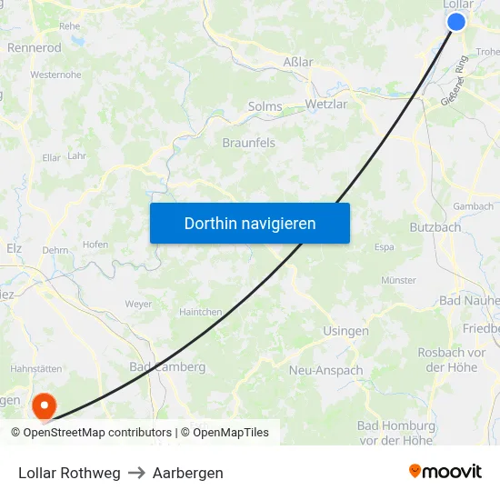 Lollar Rothweg to Aarbergen map