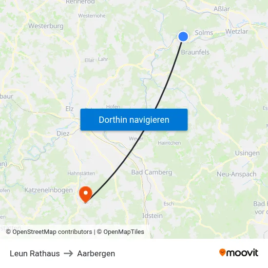 Leun Rathaus to Aarbergen map