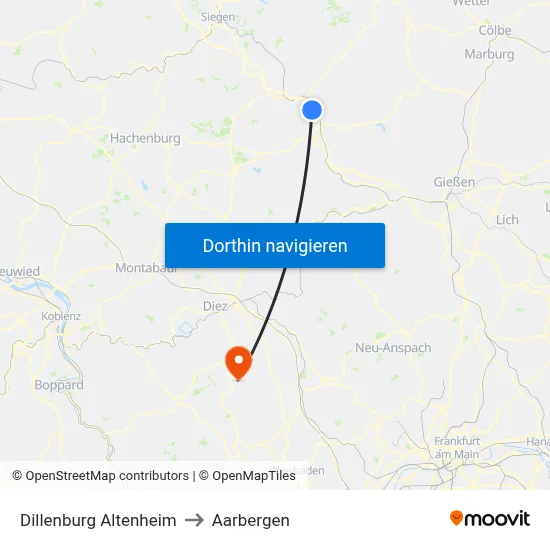 Dillenburg Altenheim to Aarbergen map