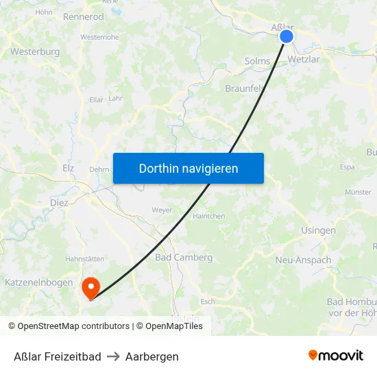 Aßlar Freizeitbad to Aarbergen map