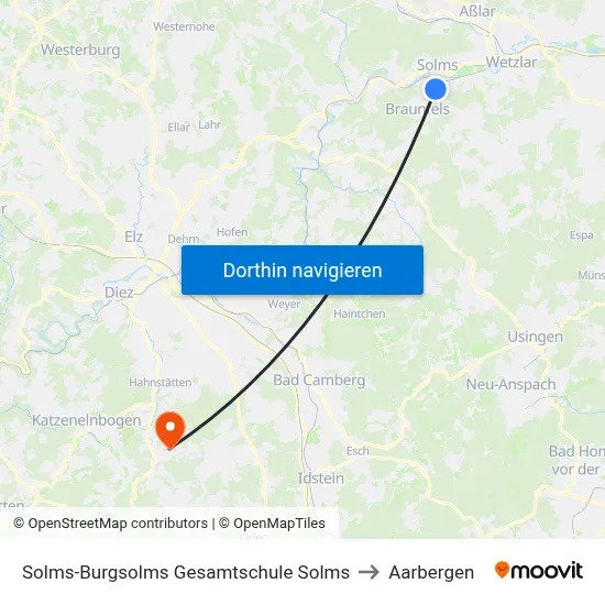 Solms-Burgsolms Gesamtschule Solms to Aarbergen map