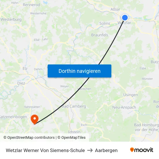 Wetzlar Werner Von Siemens-Schule to Aarbergen map