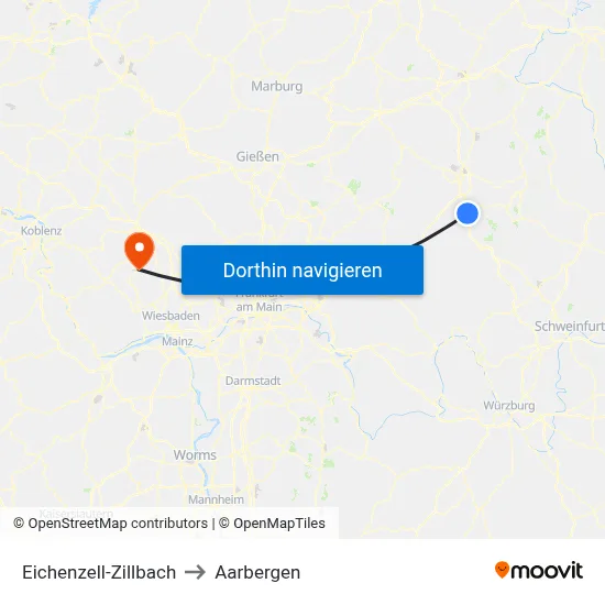 Eichenzell-Zillbach to Aarbergen map