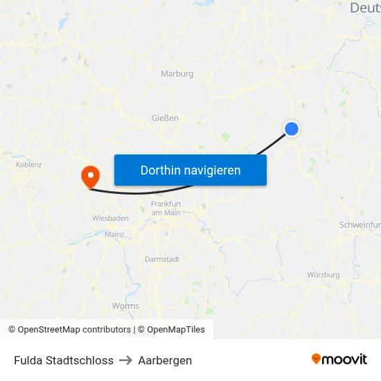 Fulda Stadtschloss to Aarbergen map