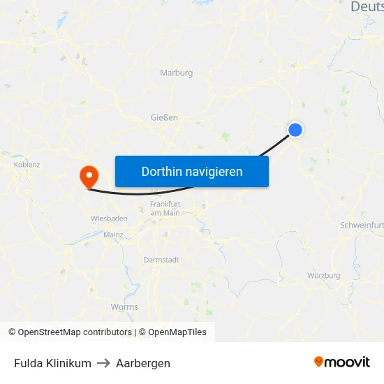 Fulda Klinikum to Aarbergen map