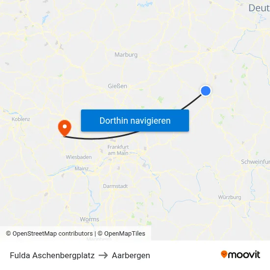 Fulda Aschenbergplatz to Aarbergen map