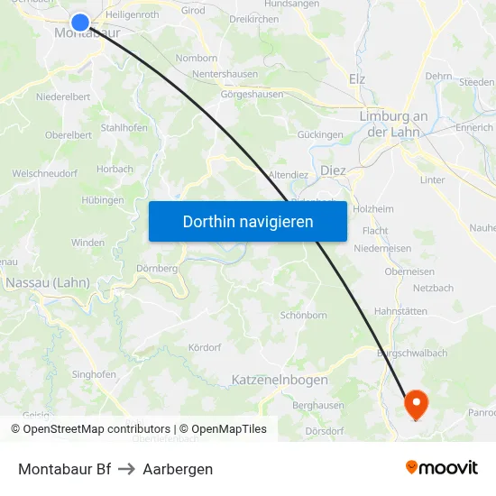 Montabaur Bf to Aarbergen map