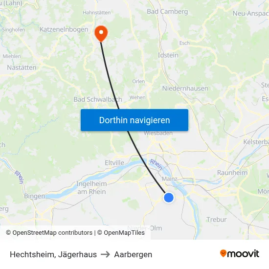 Hechtsheim, Jägerhaus to Aarbergen map