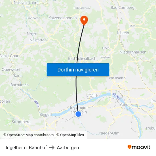 Ingelheim, Bahnhof to Aarbergen map