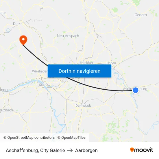 Aschaffenburg, City Galerie to Aarbergen map