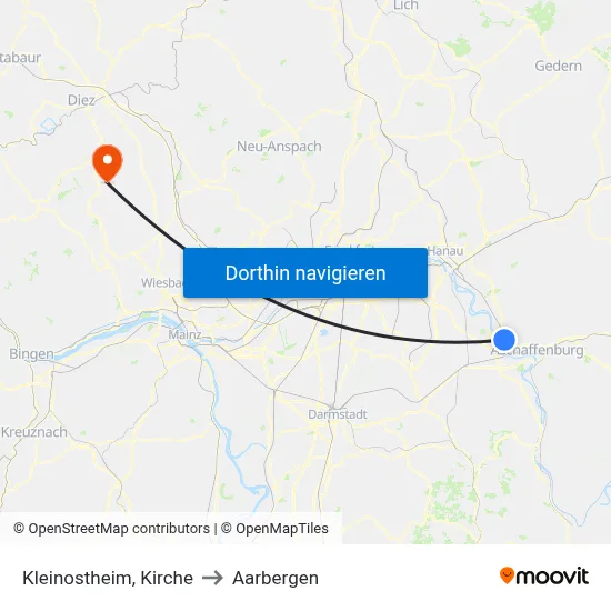 Kleinostheim, Kirche to Aarbergen map