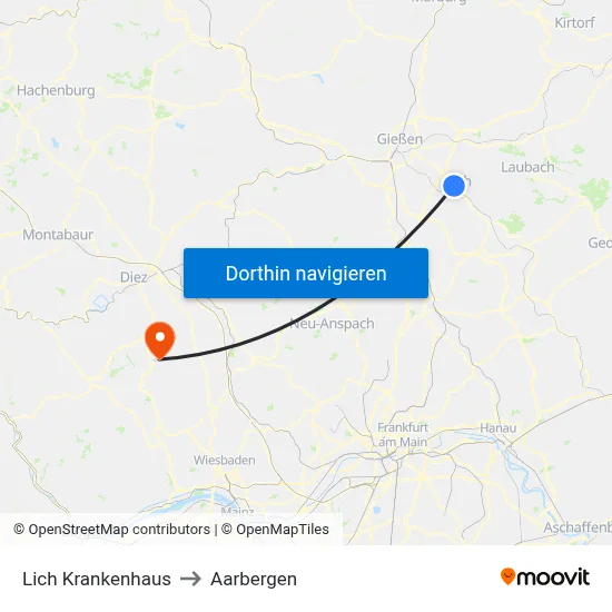 Lich Krankenhaus to Aarbergen map