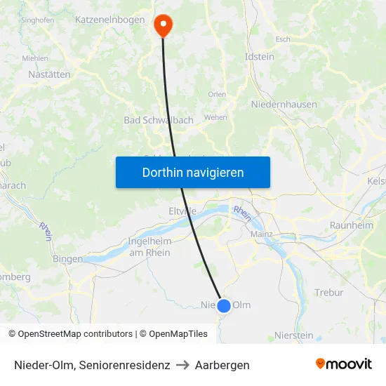 Nieder-Olm, Seniorenresidenz to Aarbergen map