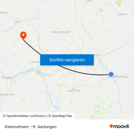 Kleinostheim to Aarbergen map