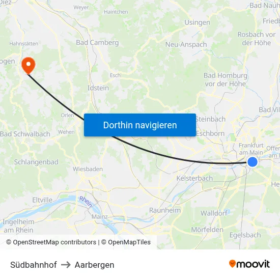 Südbahnhof to Aarbergen map