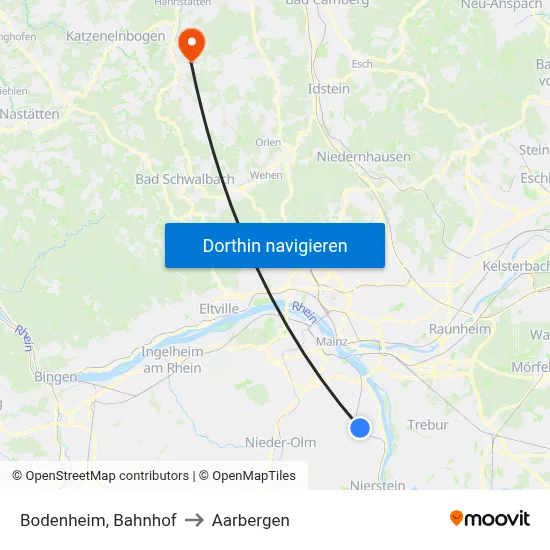 Bodenheim, Bahnhof to Aarbergen map