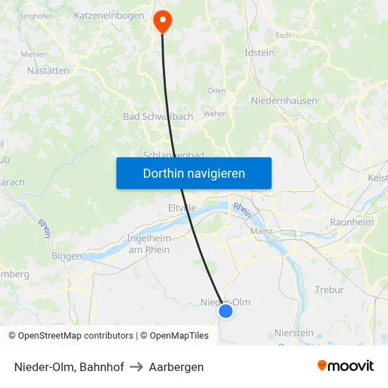 Nieder-Olm, Bahnhof to Aarbergen map