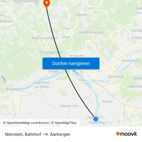 Nierstein, Bahnhof to Aarbergen map