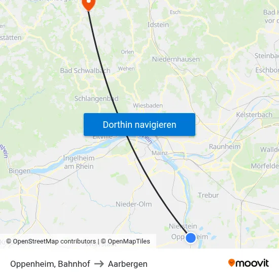 Oppenheim, Bahnhof to Aarbergen map