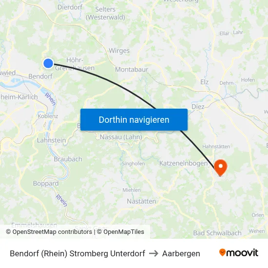 Bendorf (Rhein) Stromberg Unterdorf to Aarbergen map