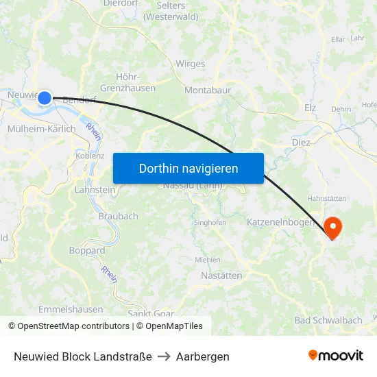 Neuwied Block Landstraße to Aarbergen map