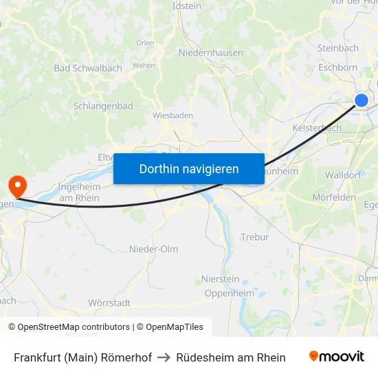 Frankfurt (Main) Römerhof to Rüdesheim am Rhein map