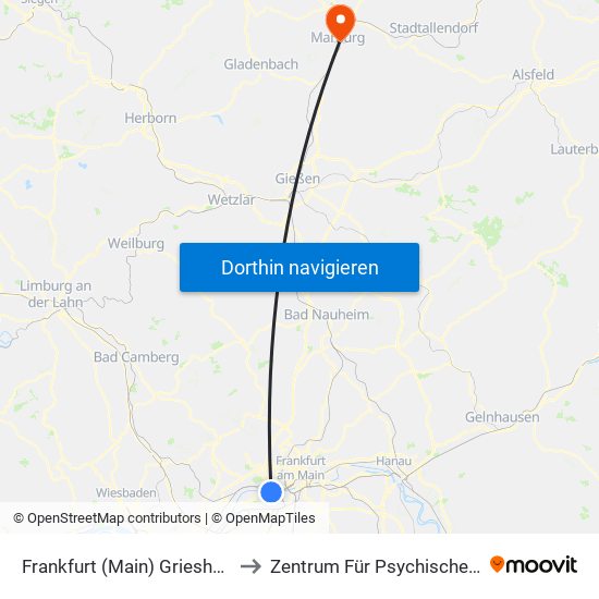Frankfurt (Main) Griesheim Bahnhof to Zentrum Für Psychische Gesundheit map