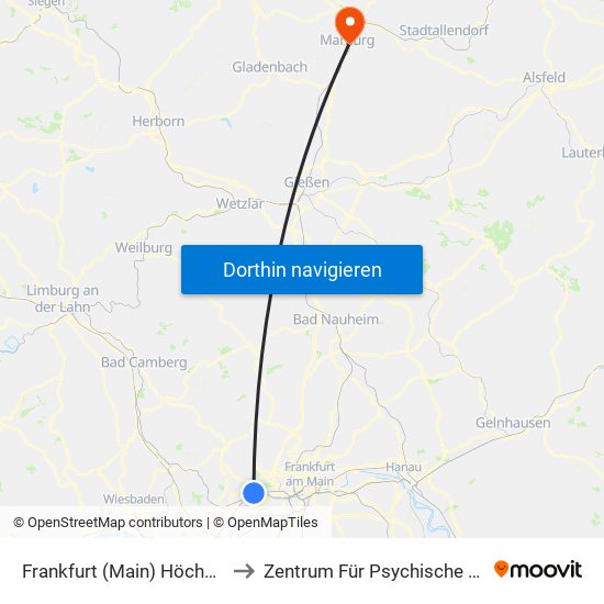 Frankfurt (Main) Höchst Bahnhof to Zentrum Für Psychische Gesundheit map