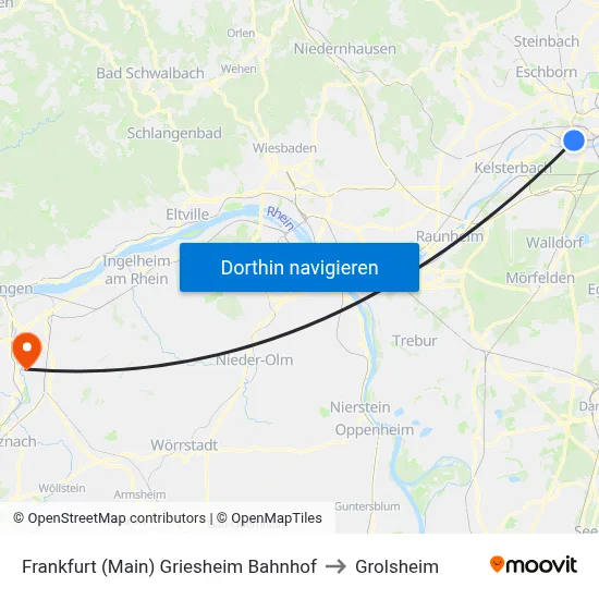 Frankfurt (Main) Griesheim Bahnhof to Grolsheim map