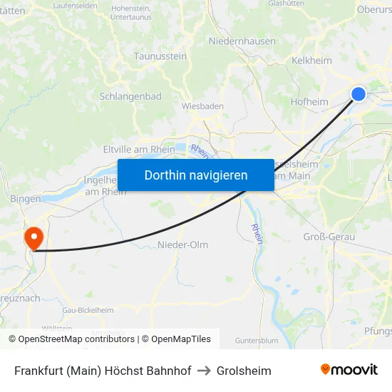 Frankfurt (Main) Höchst Bahnhof to Grolsheim map