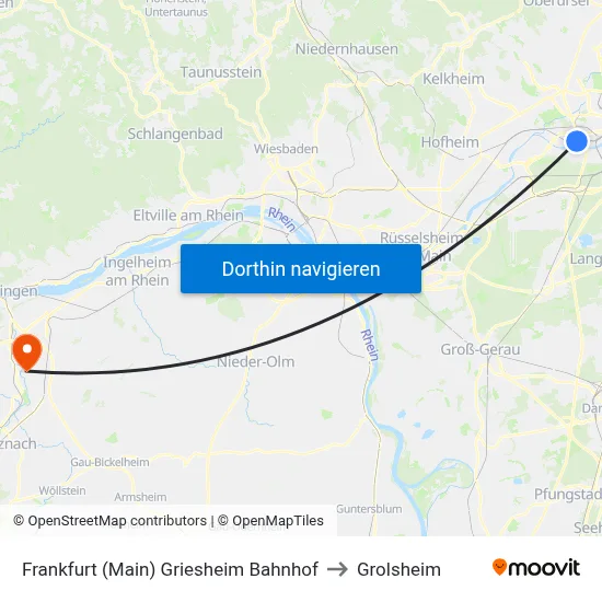 Frankfurt (Main) Griesheim Bahnhof to Grolsheim map
